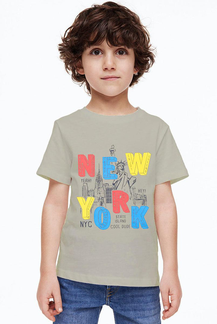 Grey T-Shirt for Boys with New York Print