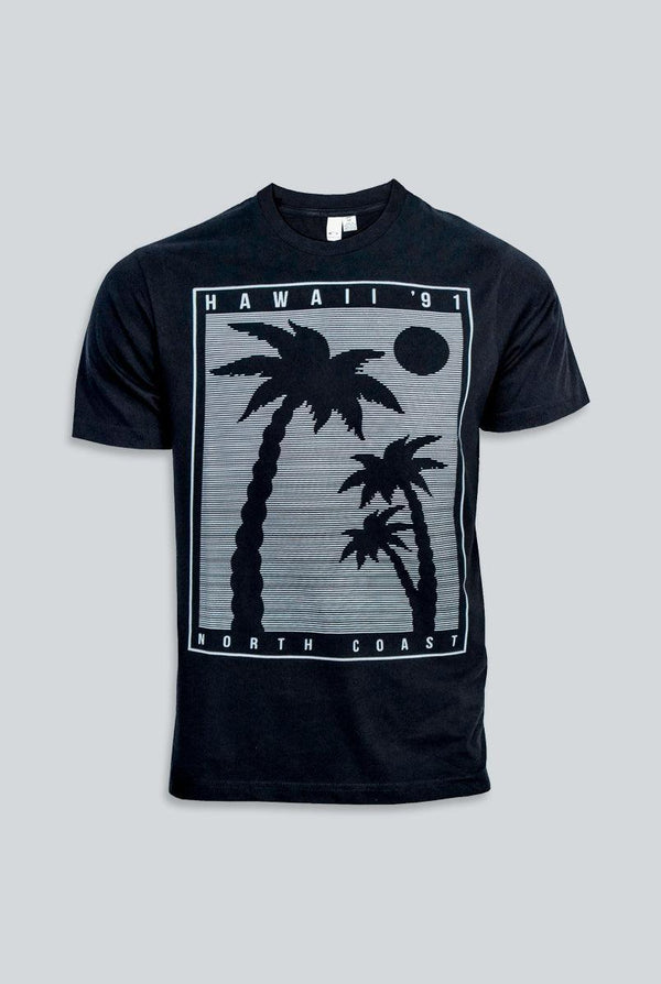 Hawaii's Black style t-shirt for men (IRTSM black & white)