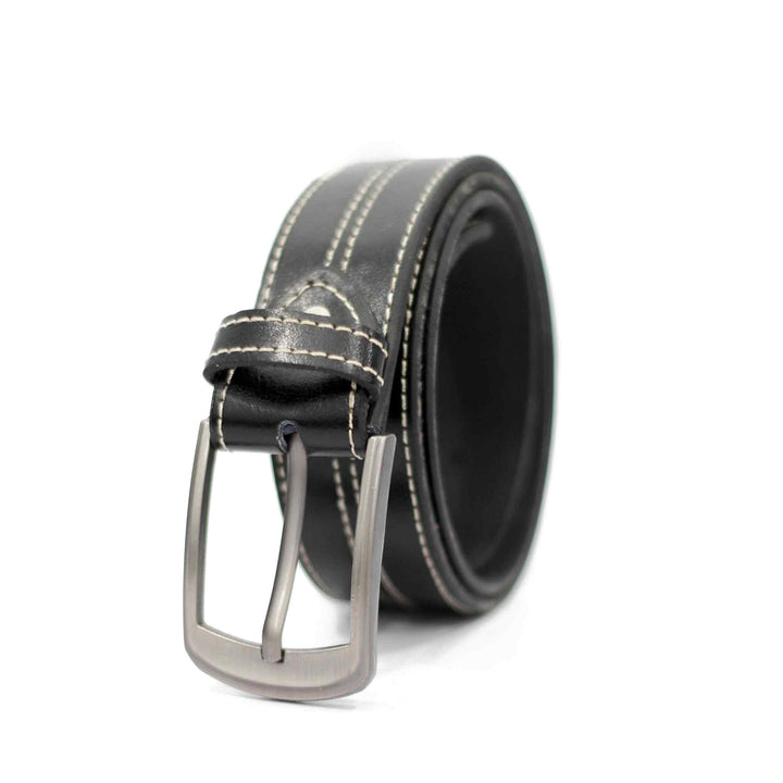 IR Black Leather Belt with Grey Buckle - IndusRobe