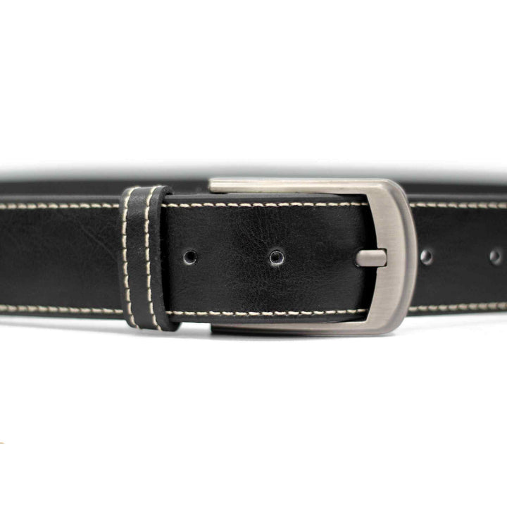 IR Black Leather Belt with Grey Buckle - IndusRobe