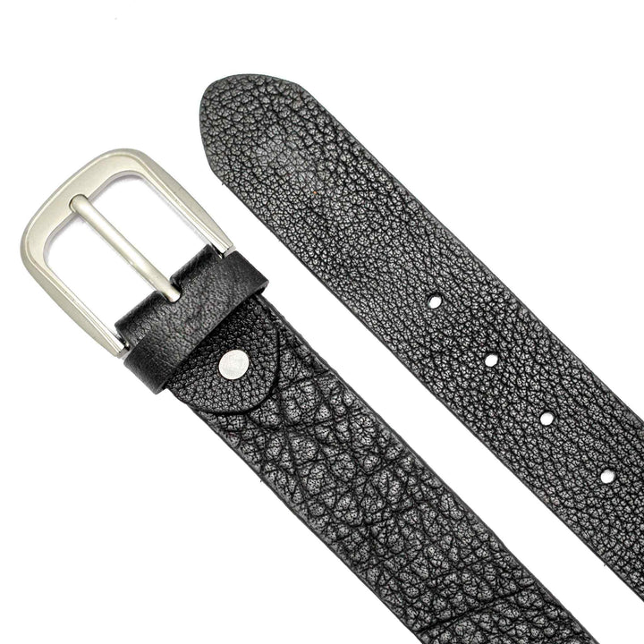IR Black Self Style Leather Belt with Silver Buckle - IndusRobe