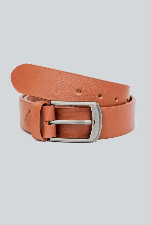 IR Mustard Leather Belt with Grey Buckle