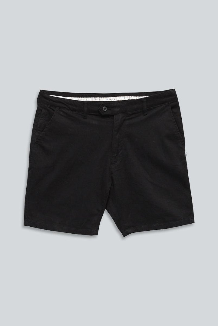 Jet Black Cotton Shorts for Men
