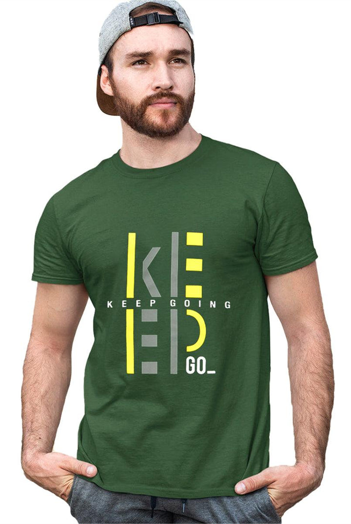 Elegant T-Shirts for Men with Keep Going Print - IndusRobe