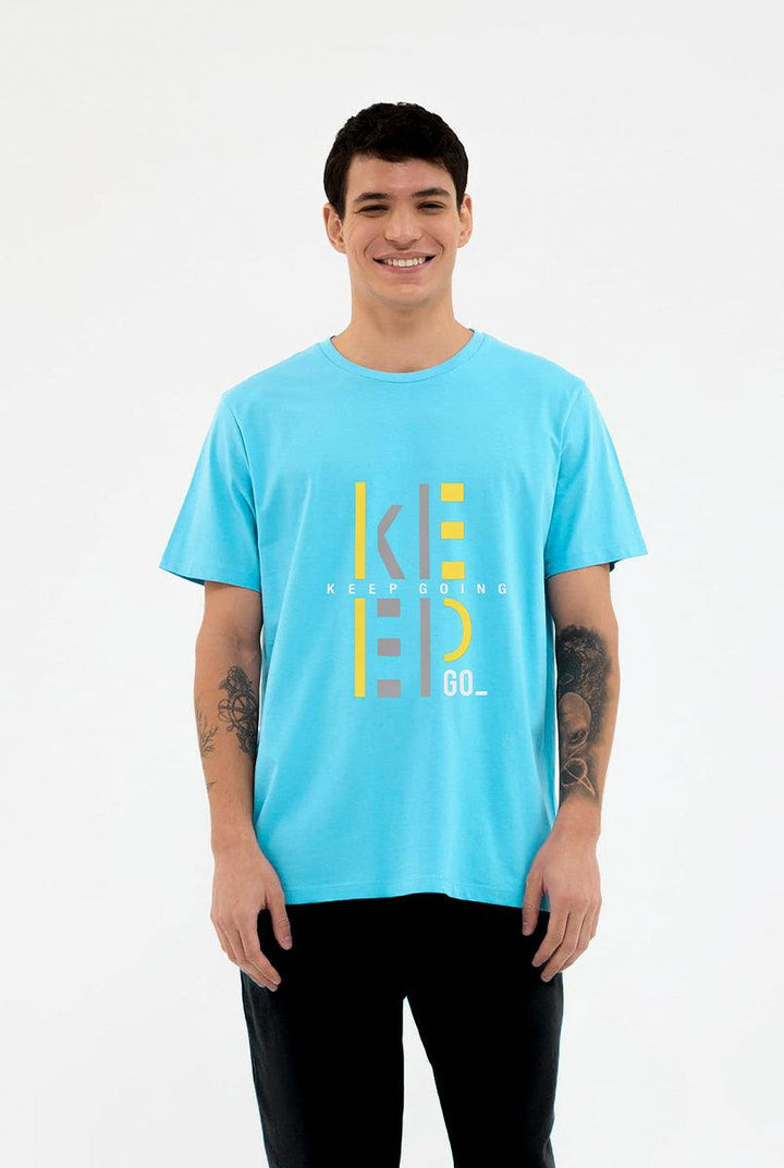Elegant T-Shirts for Men with Keep Going Print - IndusRobe