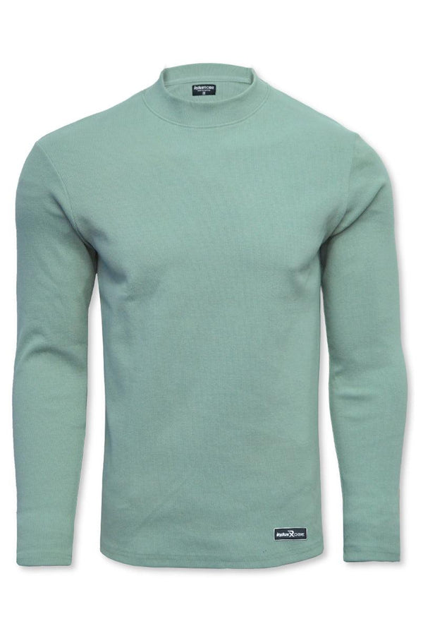 Light Green Mock Neck Sweatshirt for Men