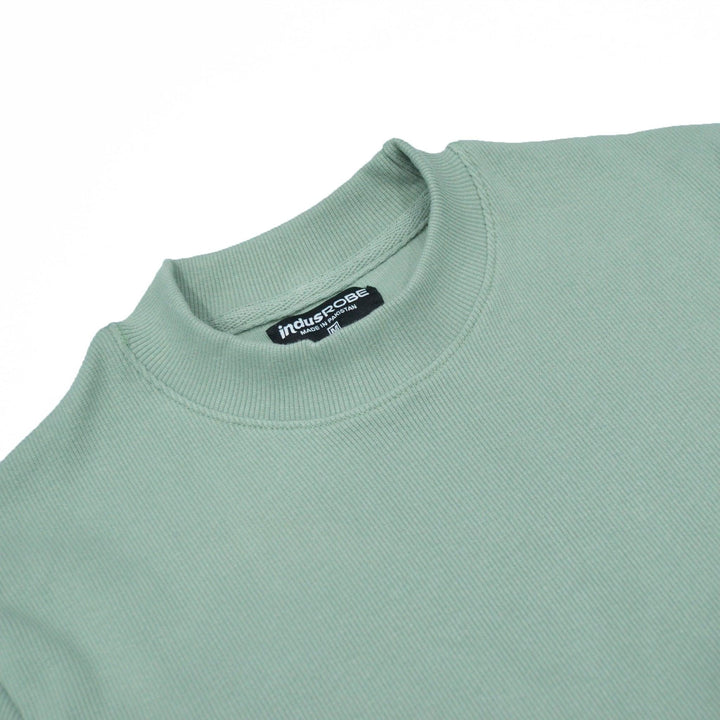 Light Green Mock Neck Sweatshirt for Men - IndusRobe