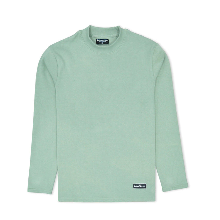 Light Green Mock Neck Sweatshirt for Men - IndusRobe