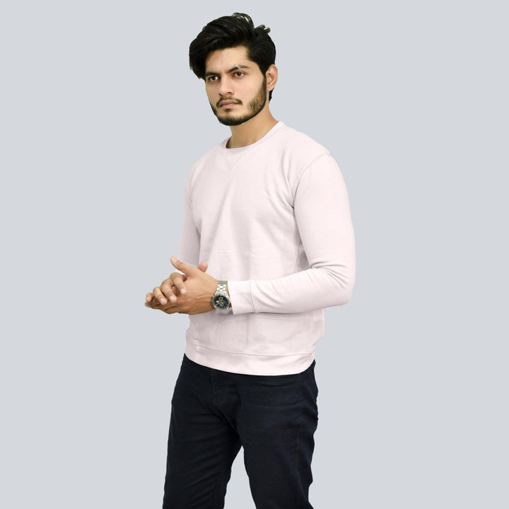 Light Pink Plain Sweatshirt for Men