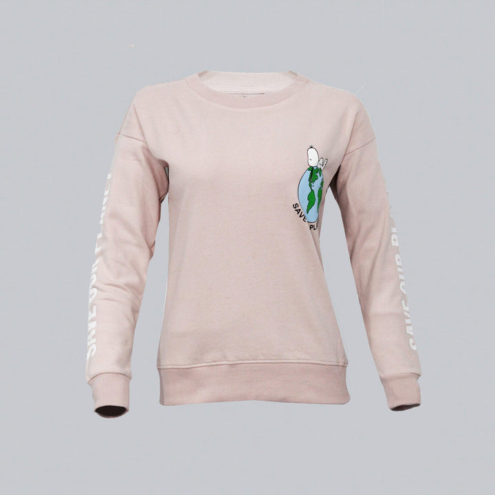 Light Pink Sweatshirt for women (Fleece) - IndusRobe
