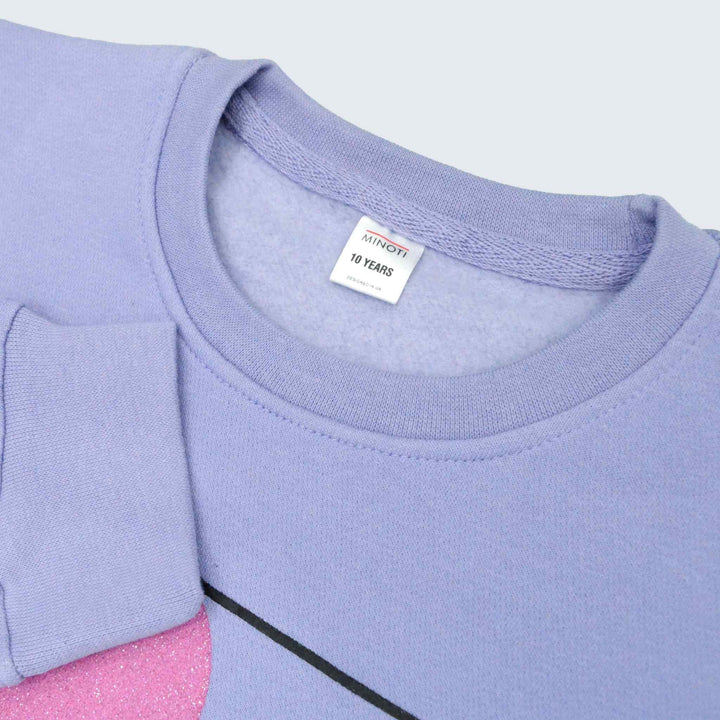 Light Purple Printed Sweatshirt for Girls (Fleece) - IndusRobe