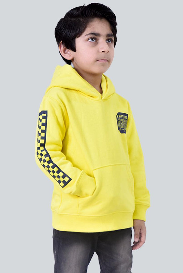 Lemon Yellow Kangaroo Hoodie for Boys (Fleece) - IndusRobe