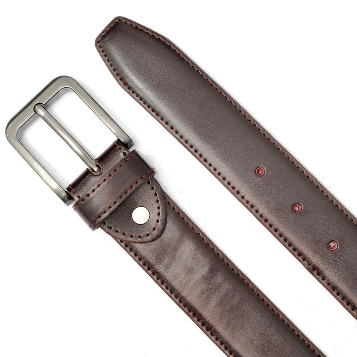 Maroon Leather Belt with Silver Buckle - IndusRobe