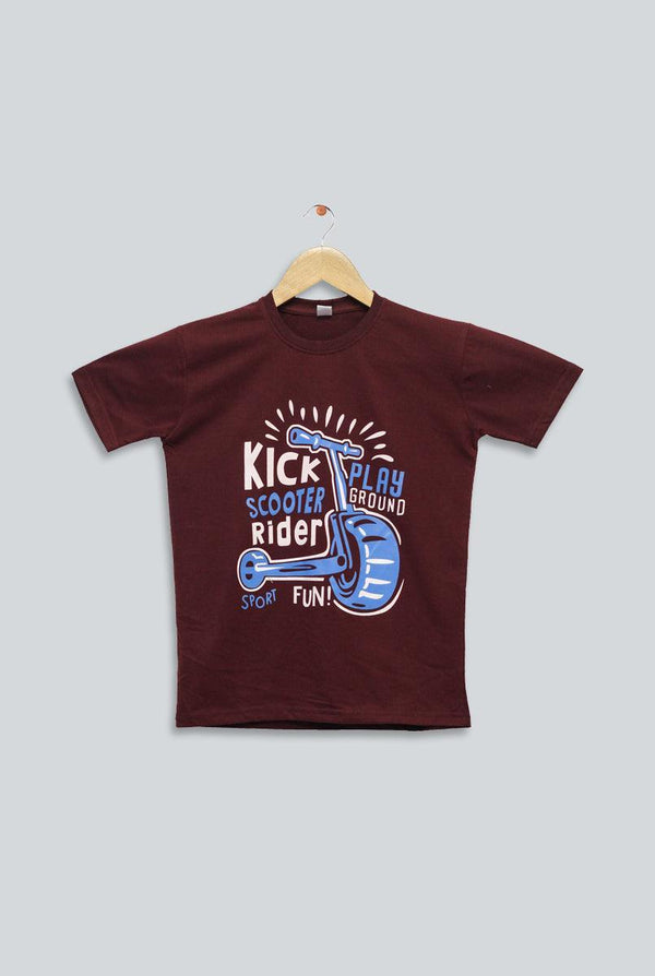 Kick Scooter Maroon T-shirt for Boys