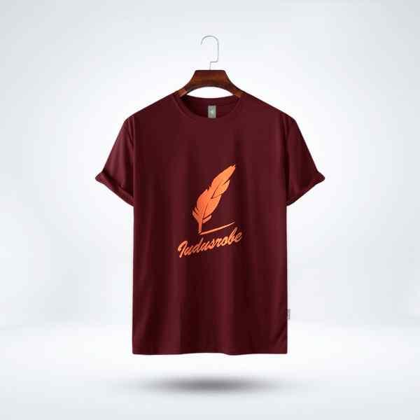 Maroon Printed T-Shirt for Men - IndusRobe