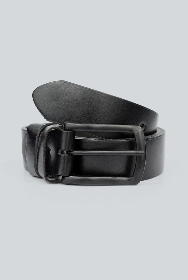 Mat Black Leather Belt with Mat Black Buckle