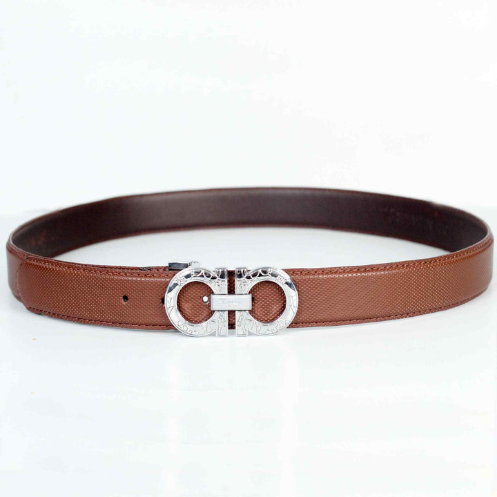 Men's Brown Belt With Chrome style Buckle - IndusRobe