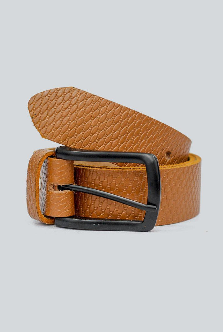 Mustard Self Style Leather belt with Mat Black Buckle