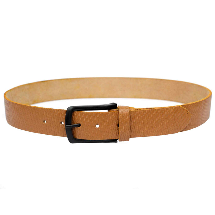 Mustard Self Style Leather belt with Mat Black Buckle - IndusRobe
