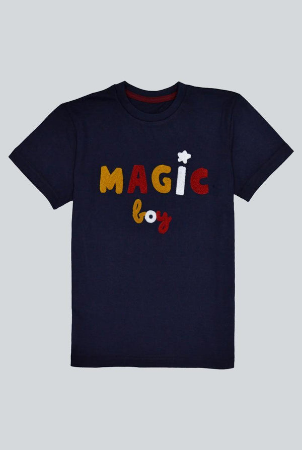 Dark Blue Magic Boy Printed T-Shirt for Boys