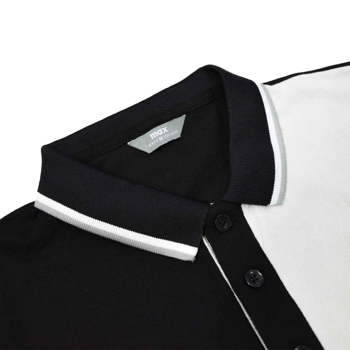 Black & White Paneled Polo Shirt for Men