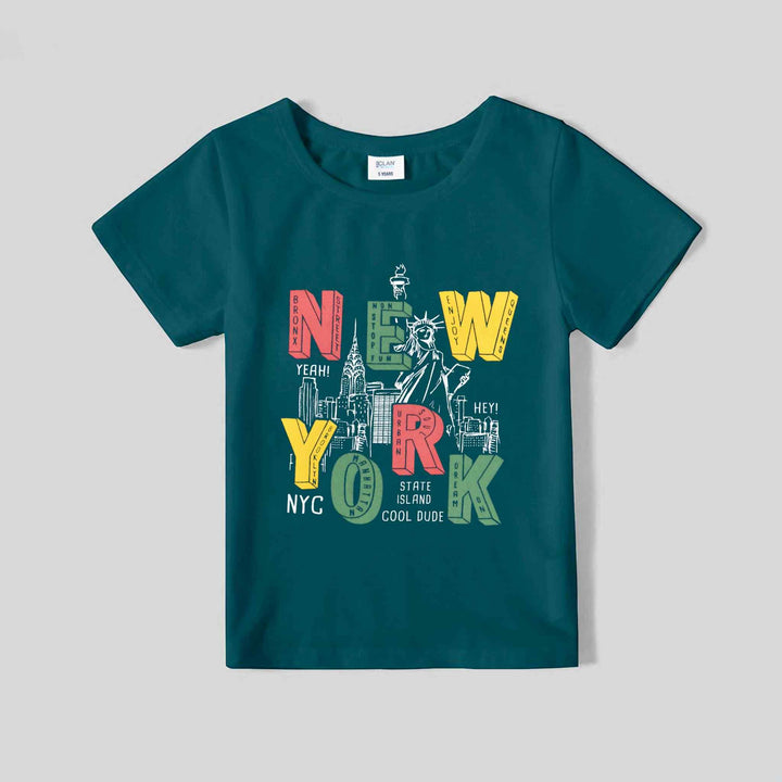 Zinc T-Shirt for Boys with New York Print - IndusRobe