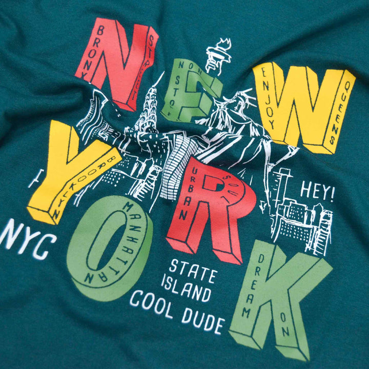 Zinc T-Shirt for Boys with New York Print - IndusRobe