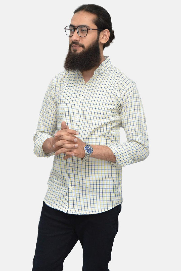 Off White Check Casual Shirt for Men