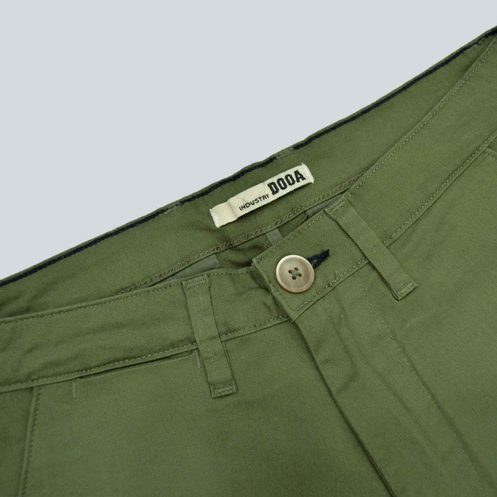 Olive Green Cotton Short for Men (2 Quarter) - IndusRobe