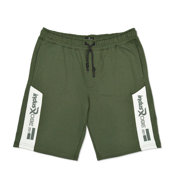 Olive Green IR Paneled Short for Men ( 2 Quarter Terry Fabric) v pockets on both sides