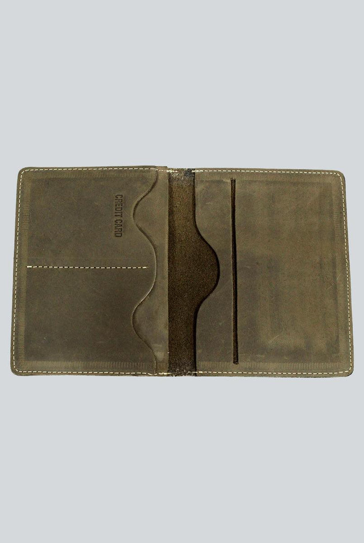 Olive Green Passport Style Leather Wallet