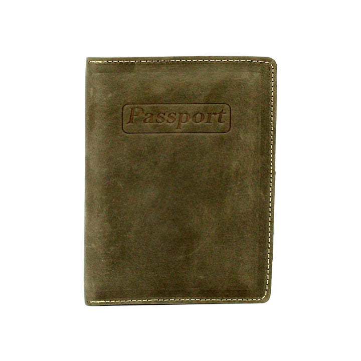 Olive Green Passport Style Leather Wallet