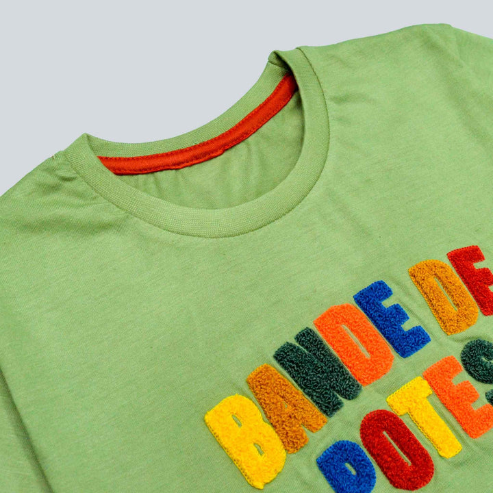 Olive Green Printed T-Shirt for Boys - IndusRobe