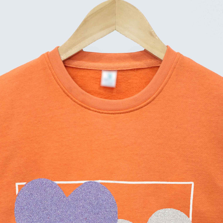 Orange Printed Sweatshirt for Girls (Fleece) - IndusRobe