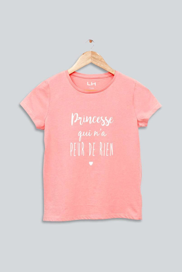 Peach Princess Print T-Shirt for Girl