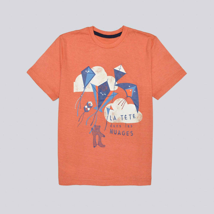 Peach Printed T-Shirt for Boys - IndusRobe