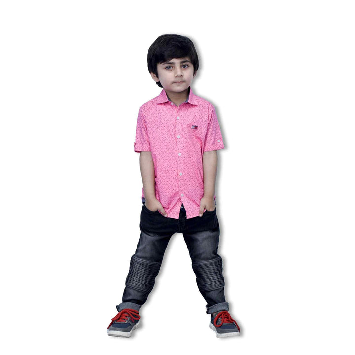 Pink sprinkle casual shirt for kids (IRCSK Pink) - IndusRobe