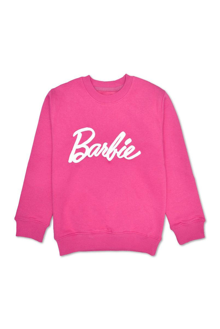 Pink Sweatshirt for Girls with Barbie Print (Fleece)
