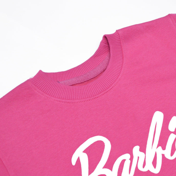 Pink Sweatshirt for Girls with Barbie Print (Fleece) - IndusRobe