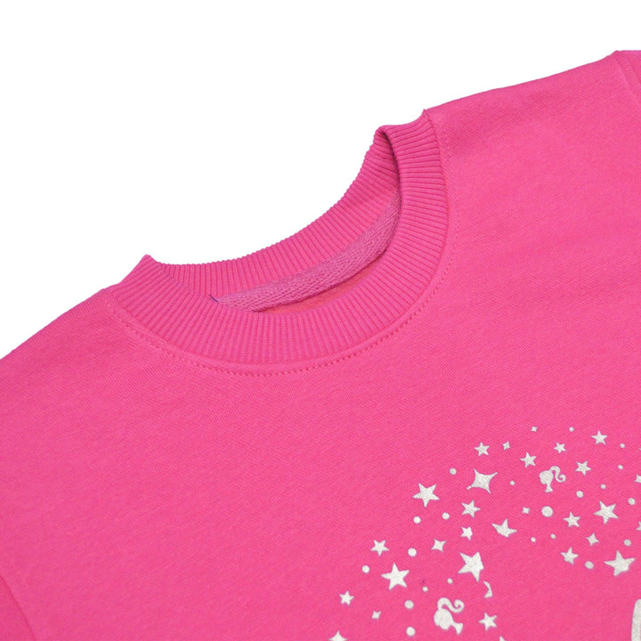 Pink Sweatshirt for Girls with Star Print (Fleece) - IndusRobe