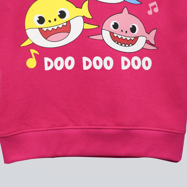 Pink With Baby Shark Print Sweatshirt for Girls (Fleece)