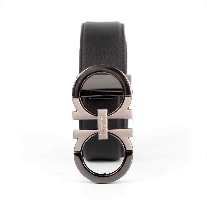 Plain Black Leather Belt with Black&Silver style Buckle - IndusRobe