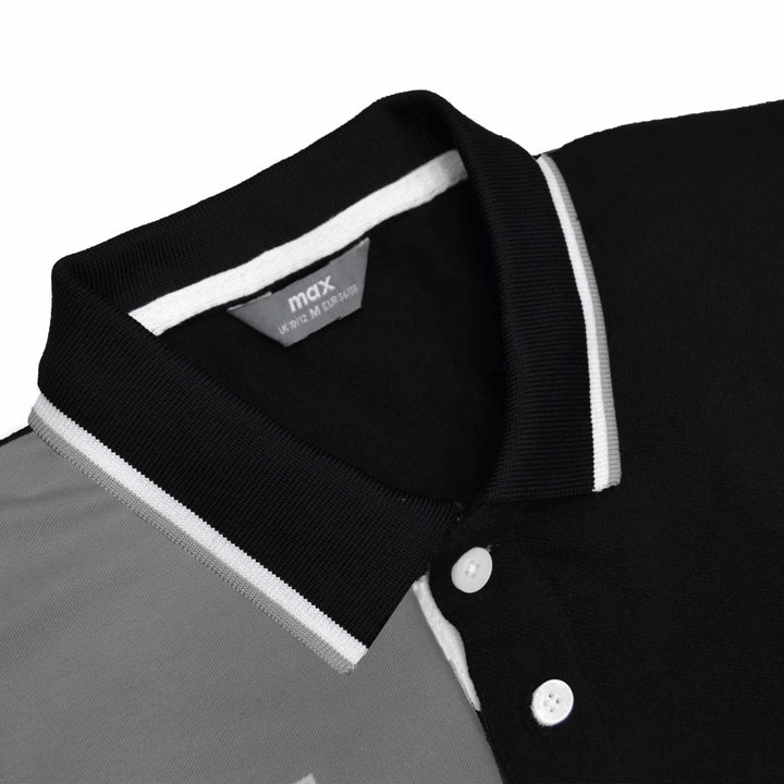 Grey & Black Paneled Polo Shirt for Men