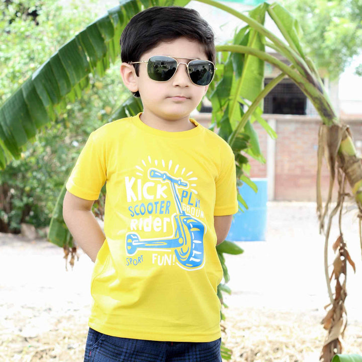 Kick Scooter Yellow T-shirt for Boys - IndusRobe