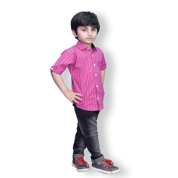 Purple floral casual shirt for kids (IRCSK Purple) - IndusRobe
