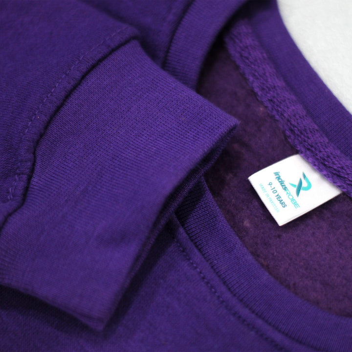 Purple with Love Cat Print Sweatshirt for Girls (Fleece)