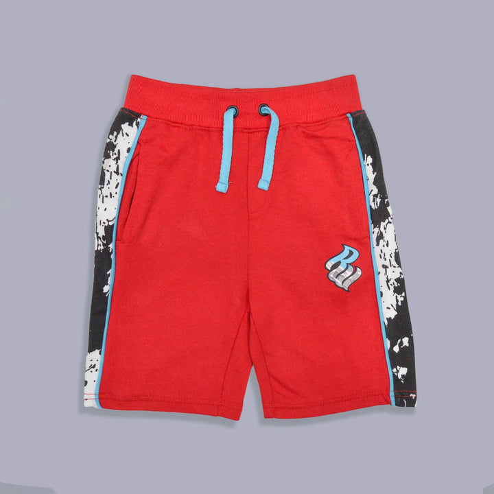 White & Red Printed Summer Suit for Boys