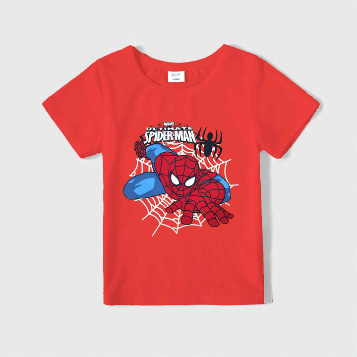 Red T-Shirt for Boys with Spider Man Print - IndusRobe