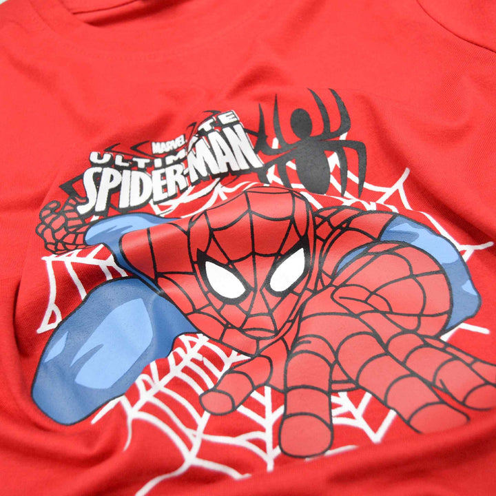 Red T-Shirt for Boys with Spider Man Print - IndusRobe