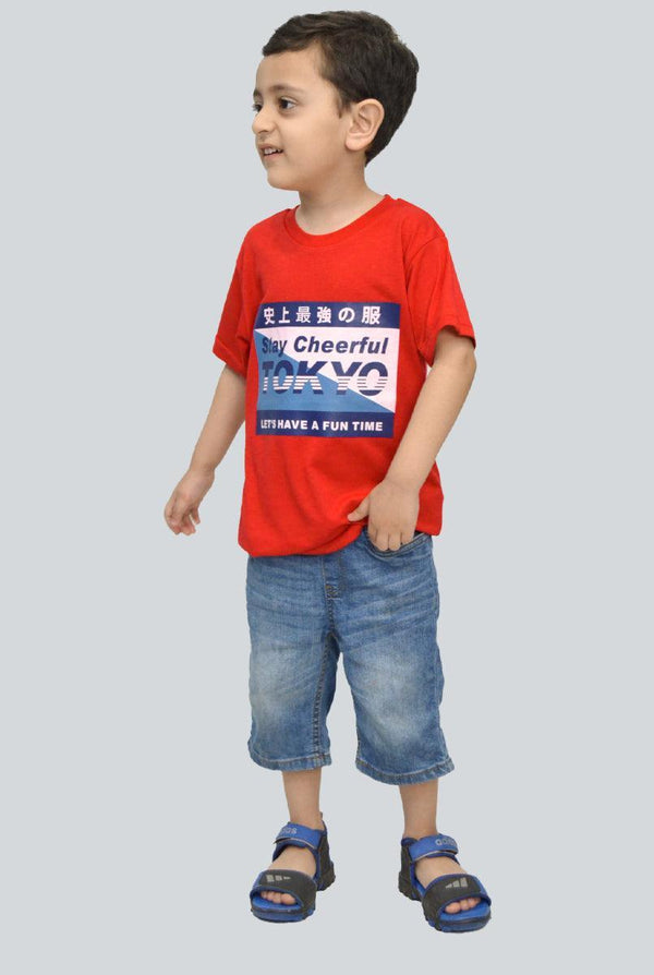 Red Printed T-Shirt for Boys